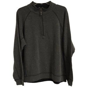 Tommy Bahama Reversible Pullover Sweatshirt Blue Gray Cotton 1/4 Zip Mens Medium